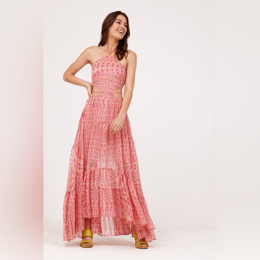 MISA Los Angeles Dalia Cutout Halter Maxi Dress